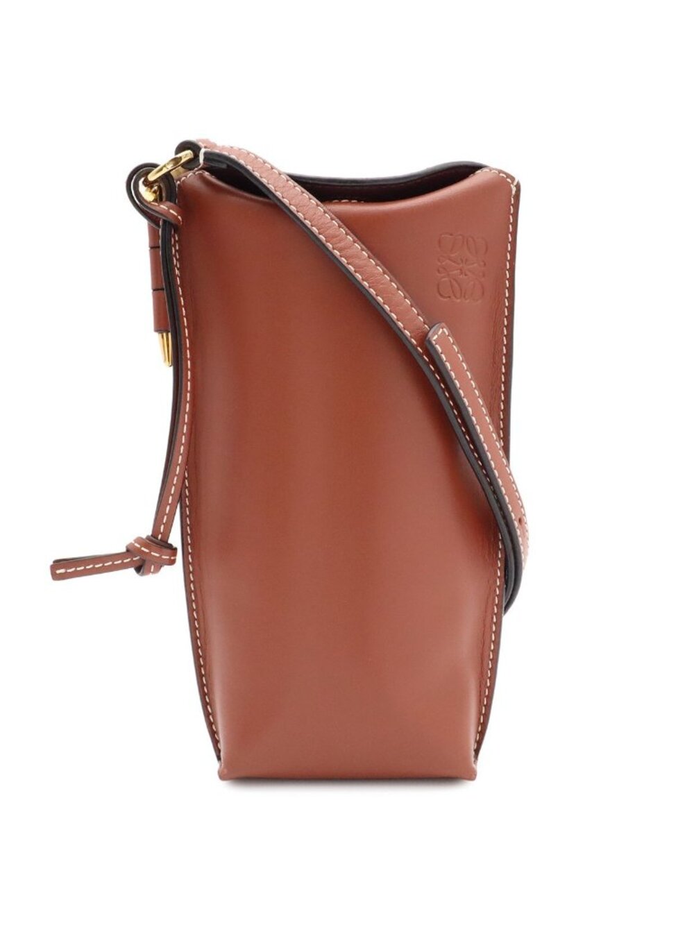 Loewe Anagram Gate Pocket Shoulder Bag Pouch Pochette Calfskin Leather Rusty